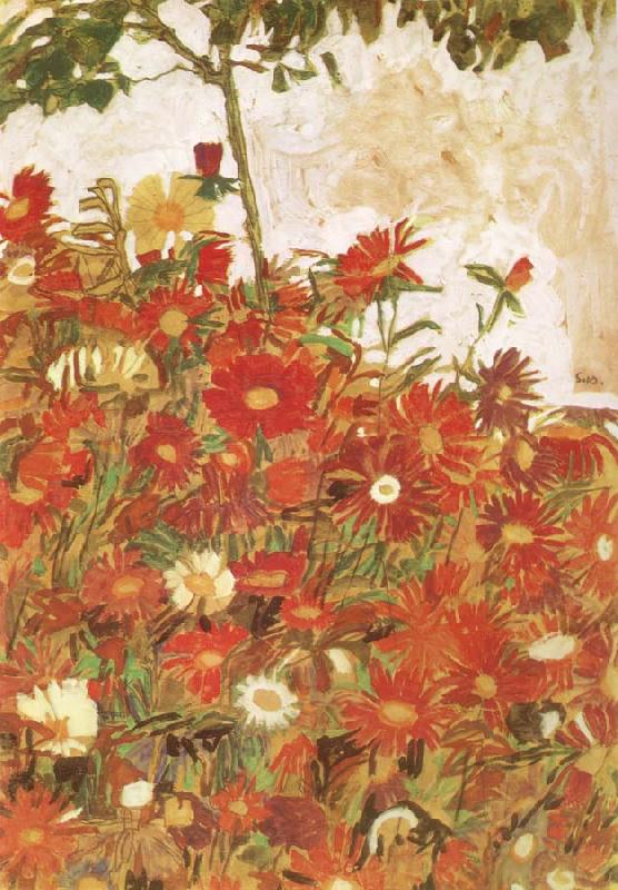 Egon Schiele Field of Flowers France oil painting art
